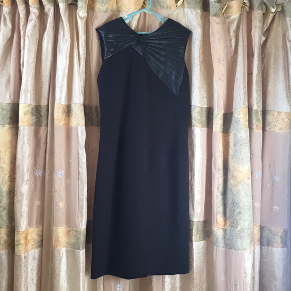 Halston Heritage Dresses & Skirts - Halston Heritage Little Black Dress Leather Trim